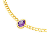 Pear Amethyst Curb Necklace