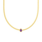 Pear Amethyst Curb Necklace