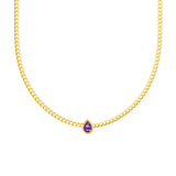 Pear Amethyst Curb Necklace