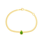 Pear Peridot Curb Bracelet