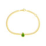 Pear Peridot Curb Bracelet
