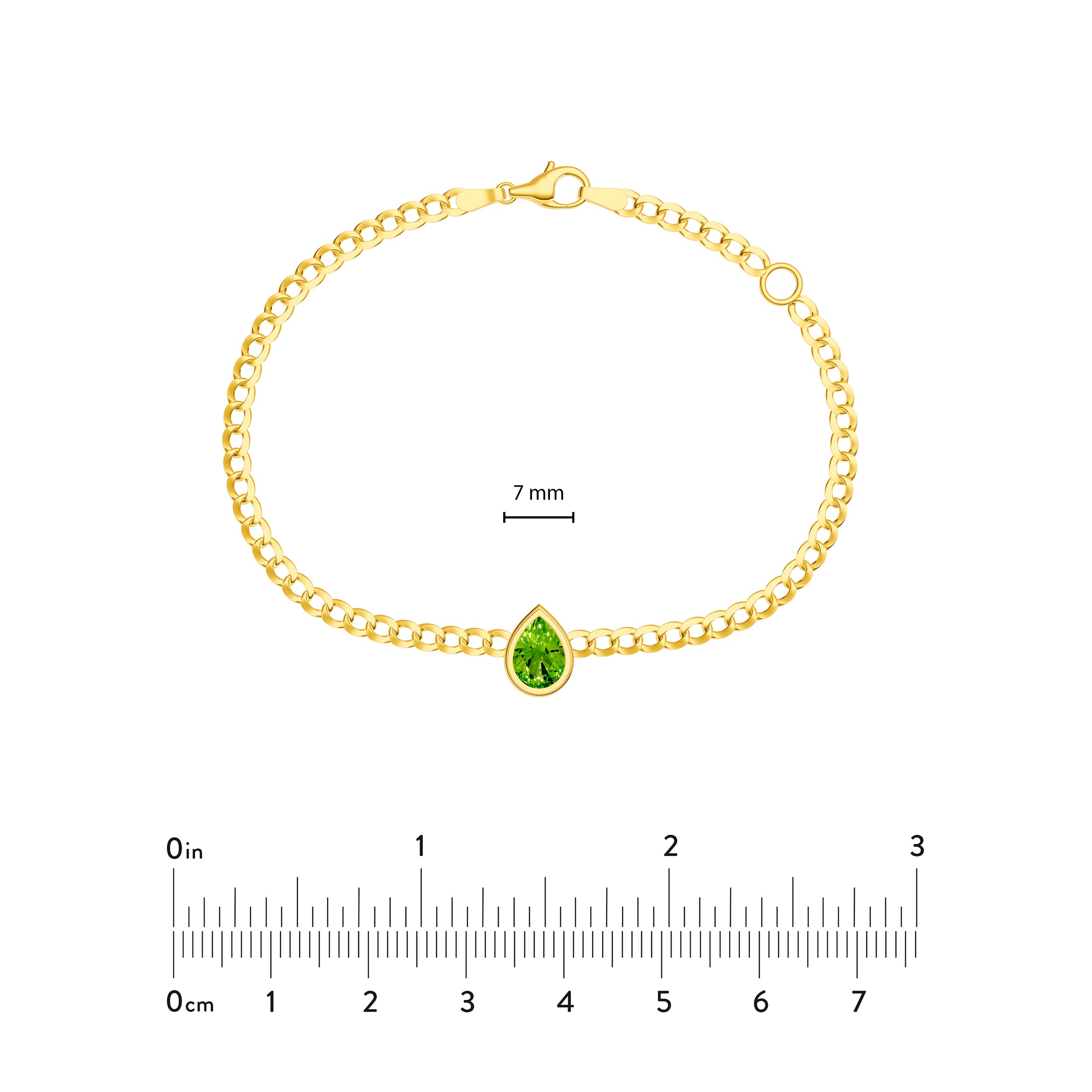 Pear Peridot Curb Bracelet