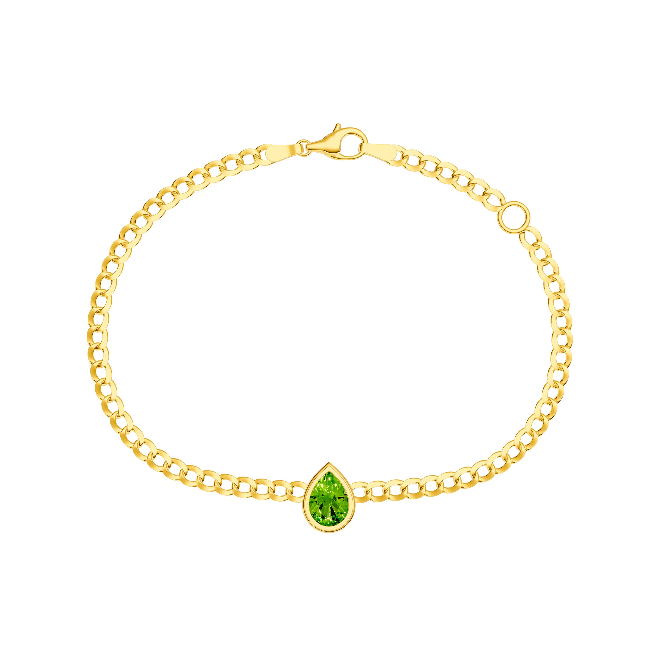 Pear Peridot Curb Bracelet