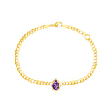Pear Purple Amethyst Curb Bracelet