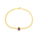 Pear Purple Amethyst Curb Bracelet