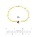 Pear Purple Amethyst Curb Bracelet