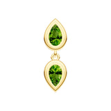 Double Pear Peridot Dangle Earrings