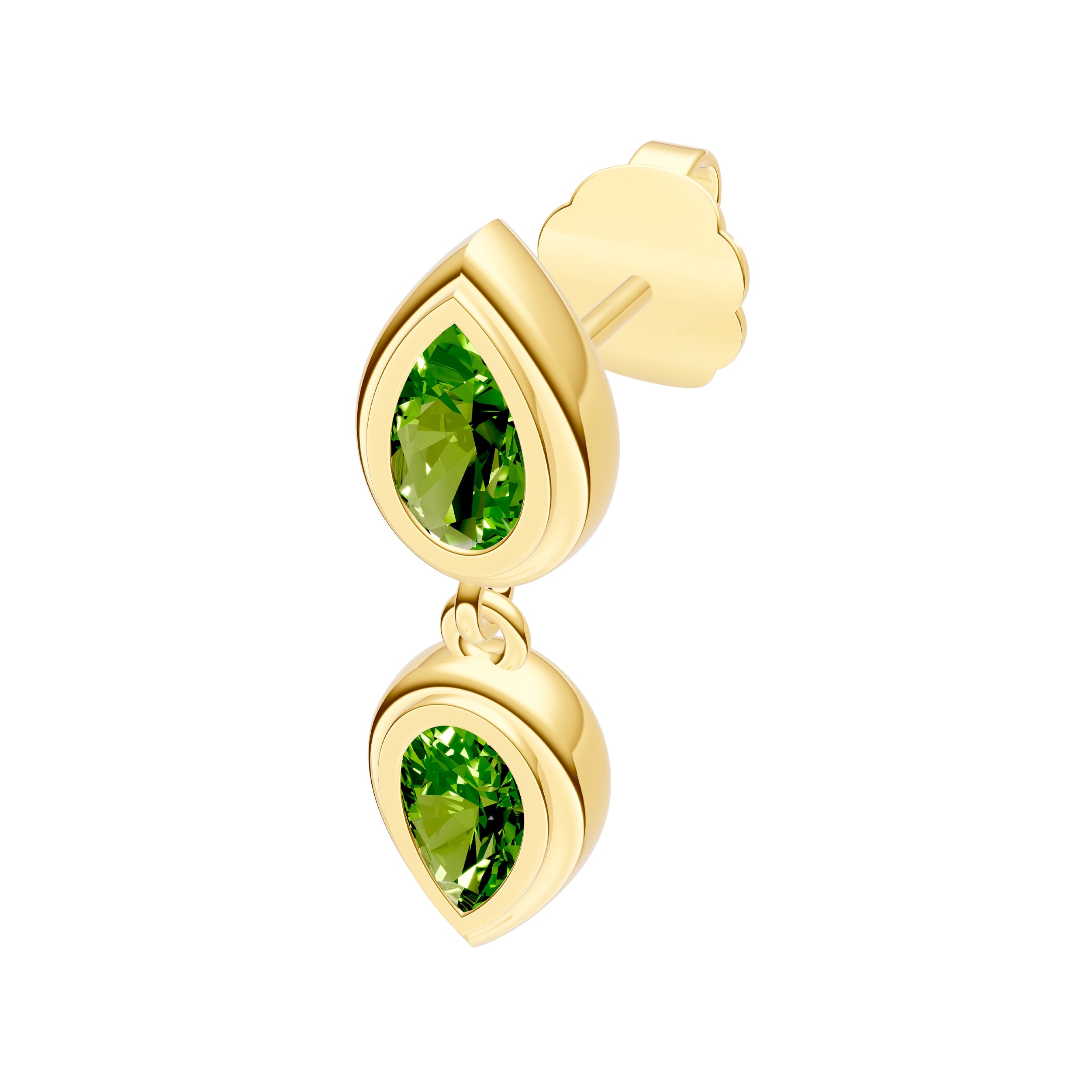 Double Pear Peridot Dangle Earrings