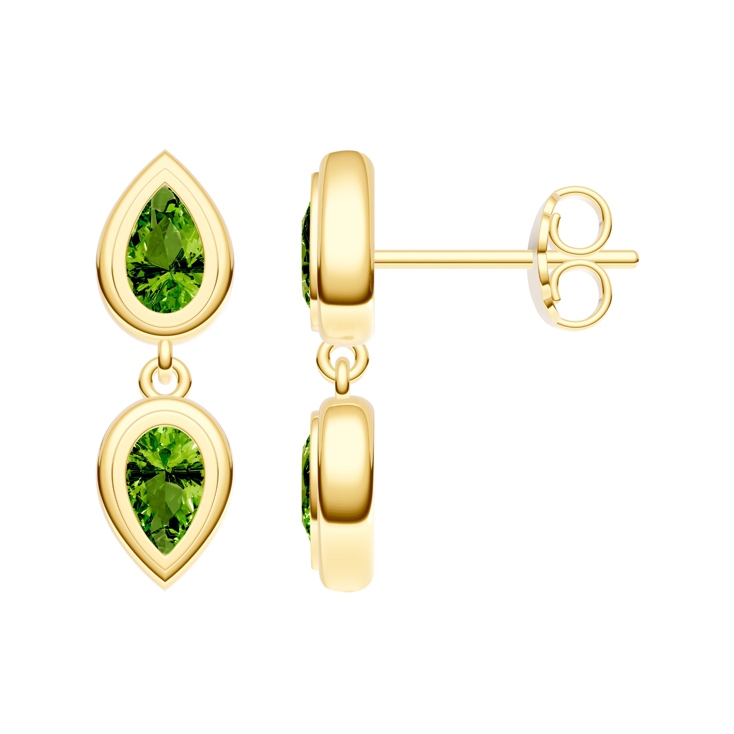 Double Pear Peridot Dangle Earrings