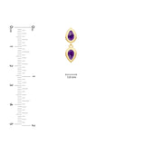 Double Pear Purple Amethyst Dangle Earrings