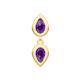 Double Pear Purple Amethyst Dangle Earrings