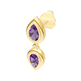 Double Pear Purple Amethyst Dangle Earrings