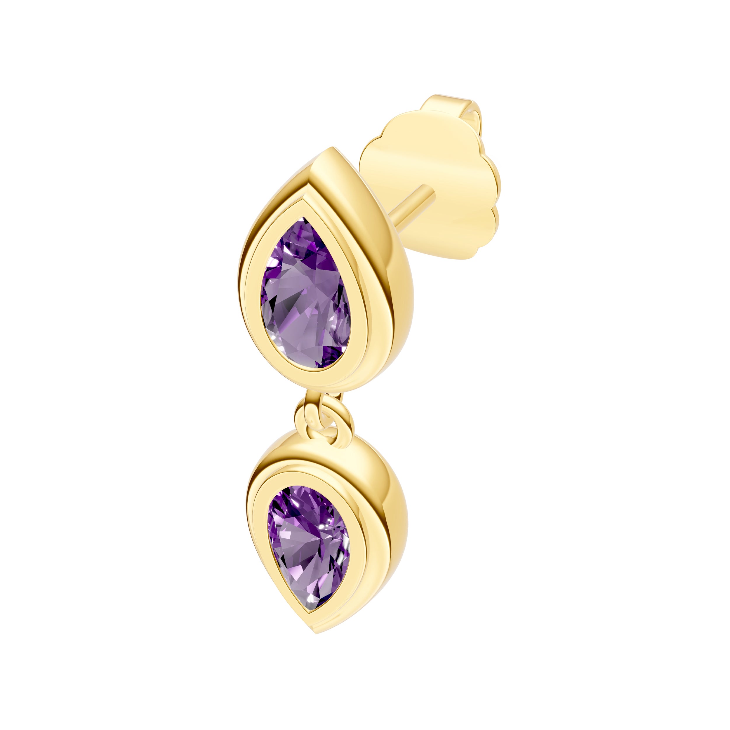 Double Pear Purple Amethyst Dangle Earrings