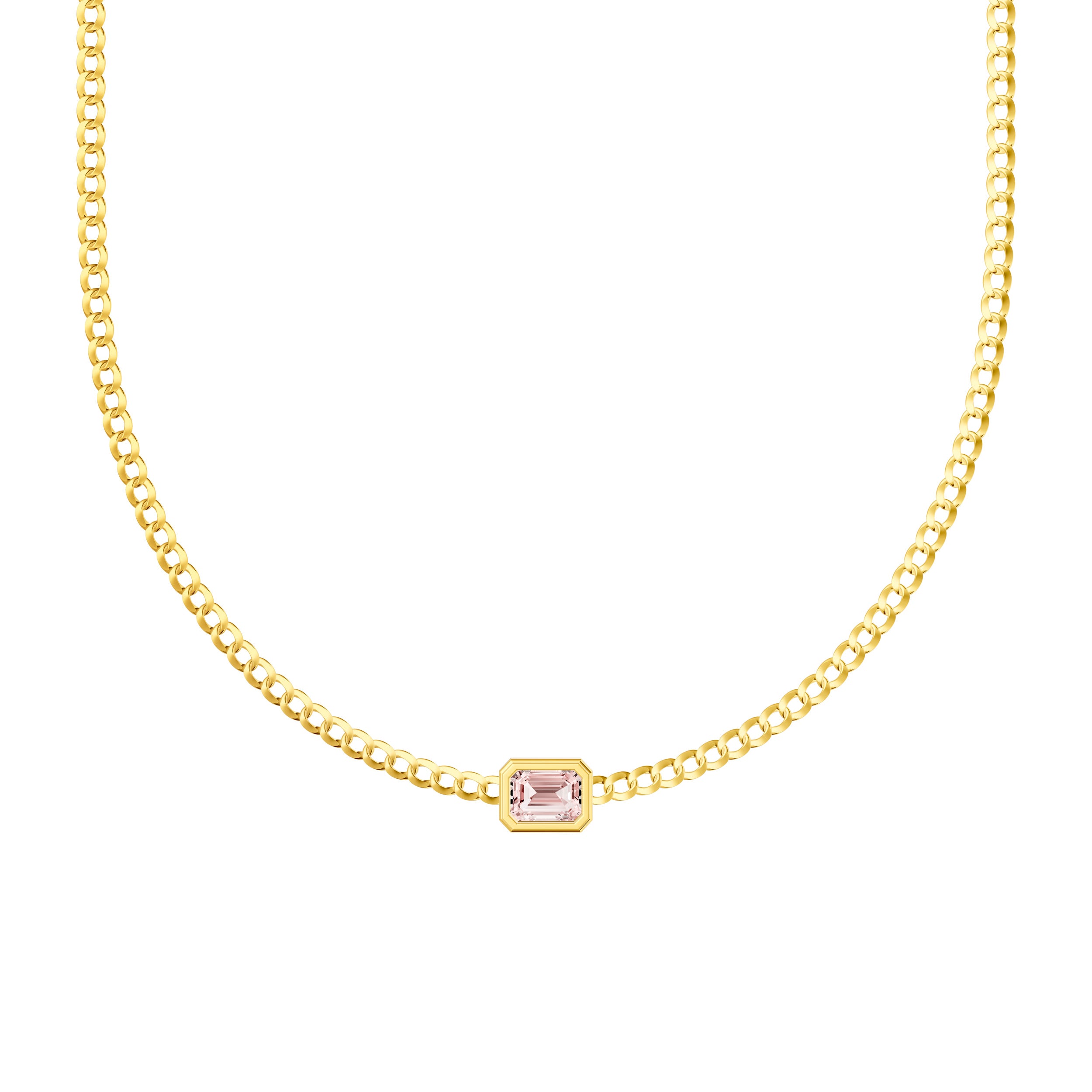 Emerald Pink Morganite Curb Necklace