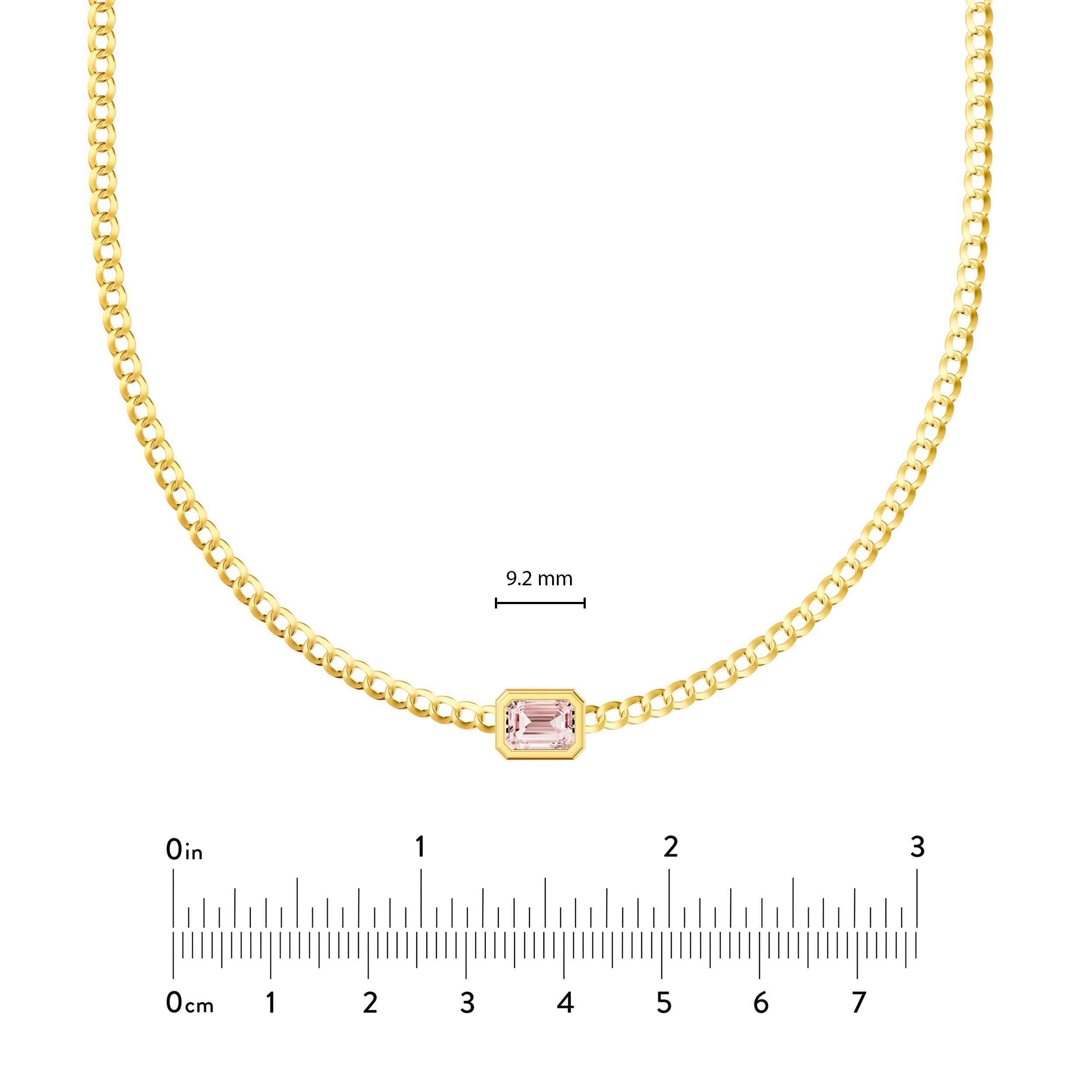 Emerald Pink Morganite Curb Necklace
