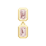Double Emerald Pink Morganite Dangle Earrings