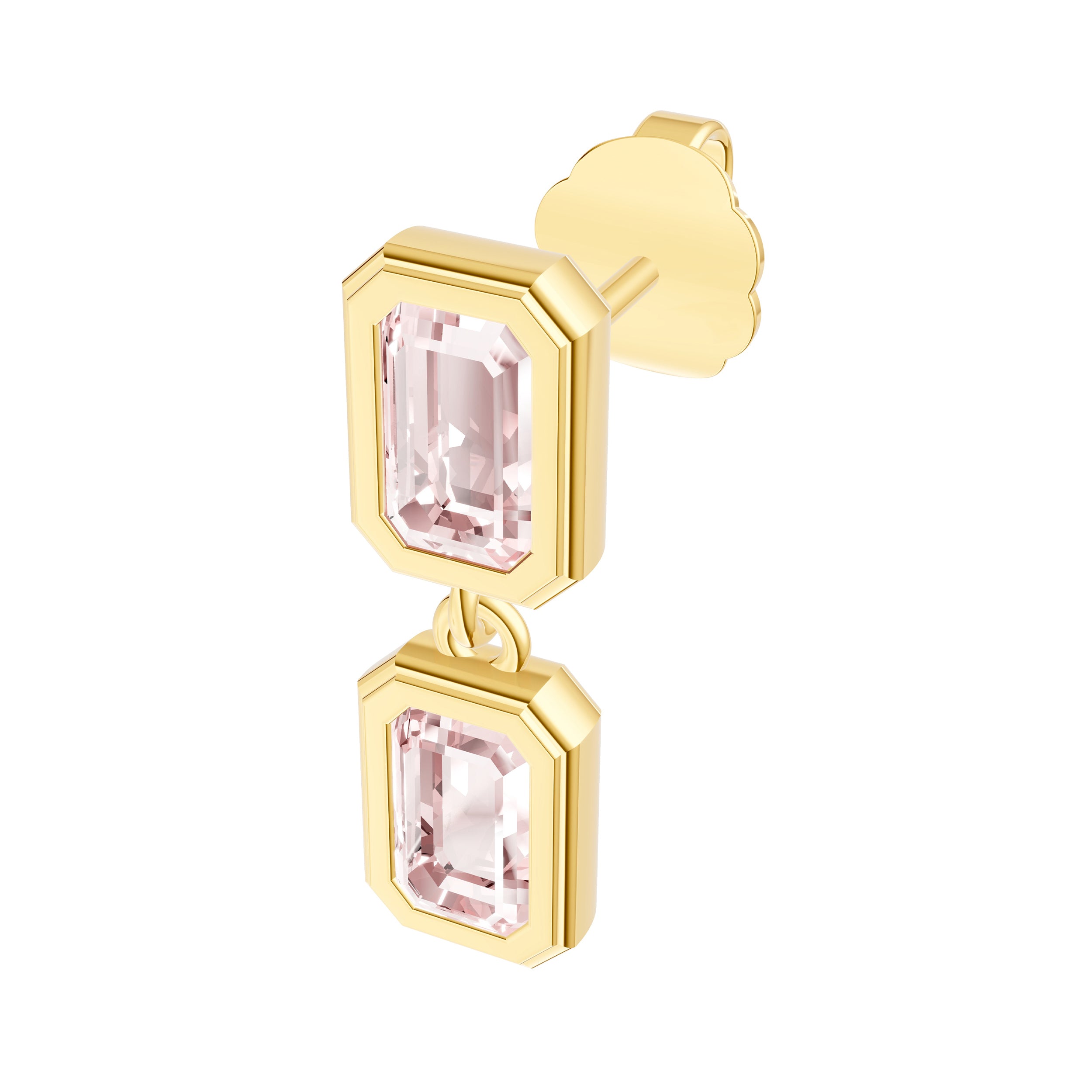 Double Emerald Pink Morganite Dangle Earrings
