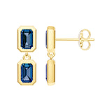 Double Emerald London Blue Dangle Earrings