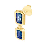 Double Emerald London Blue Dangle Earrings