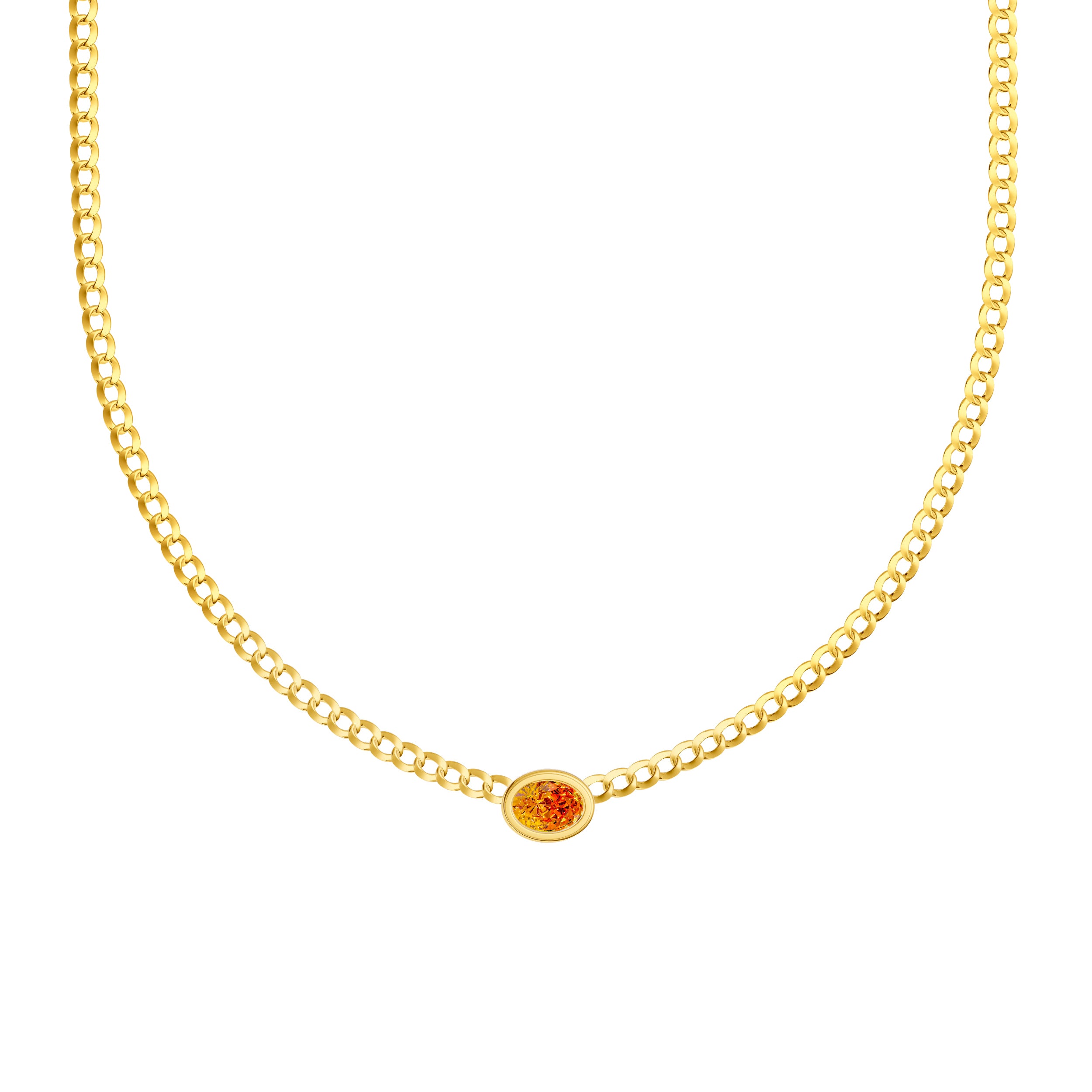 Oval Citrine Curb Necklace