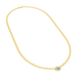 Oval Sky Blue Topaz Curb Necklace