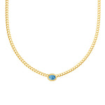 Oval Sky Blue Topaz Curb Necklace