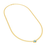 Oval Sky Blue Topaz Curb Necklace
