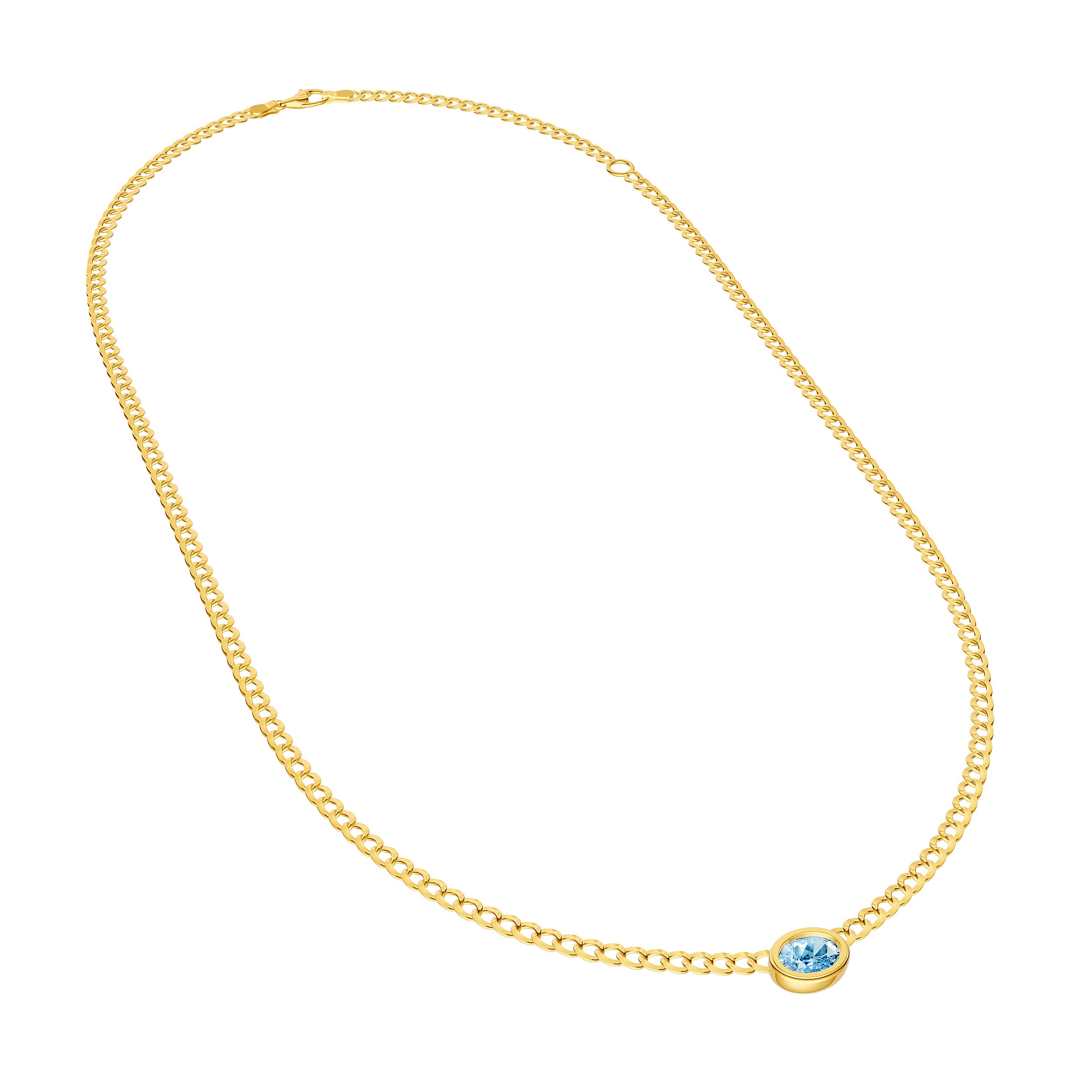 Oval Sky Blue Topaz Curb Necklace