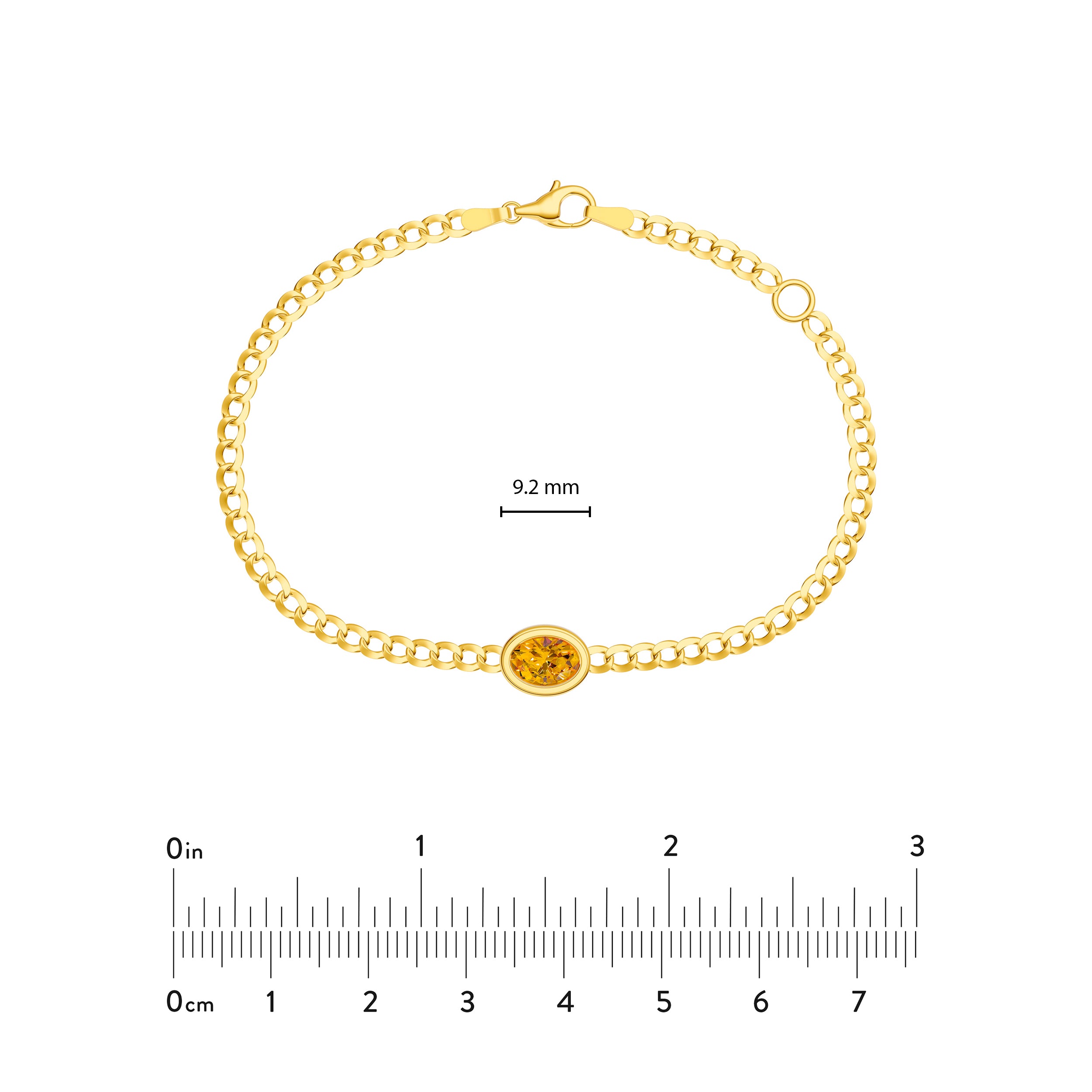 Oval Citrine Curb Bracelet