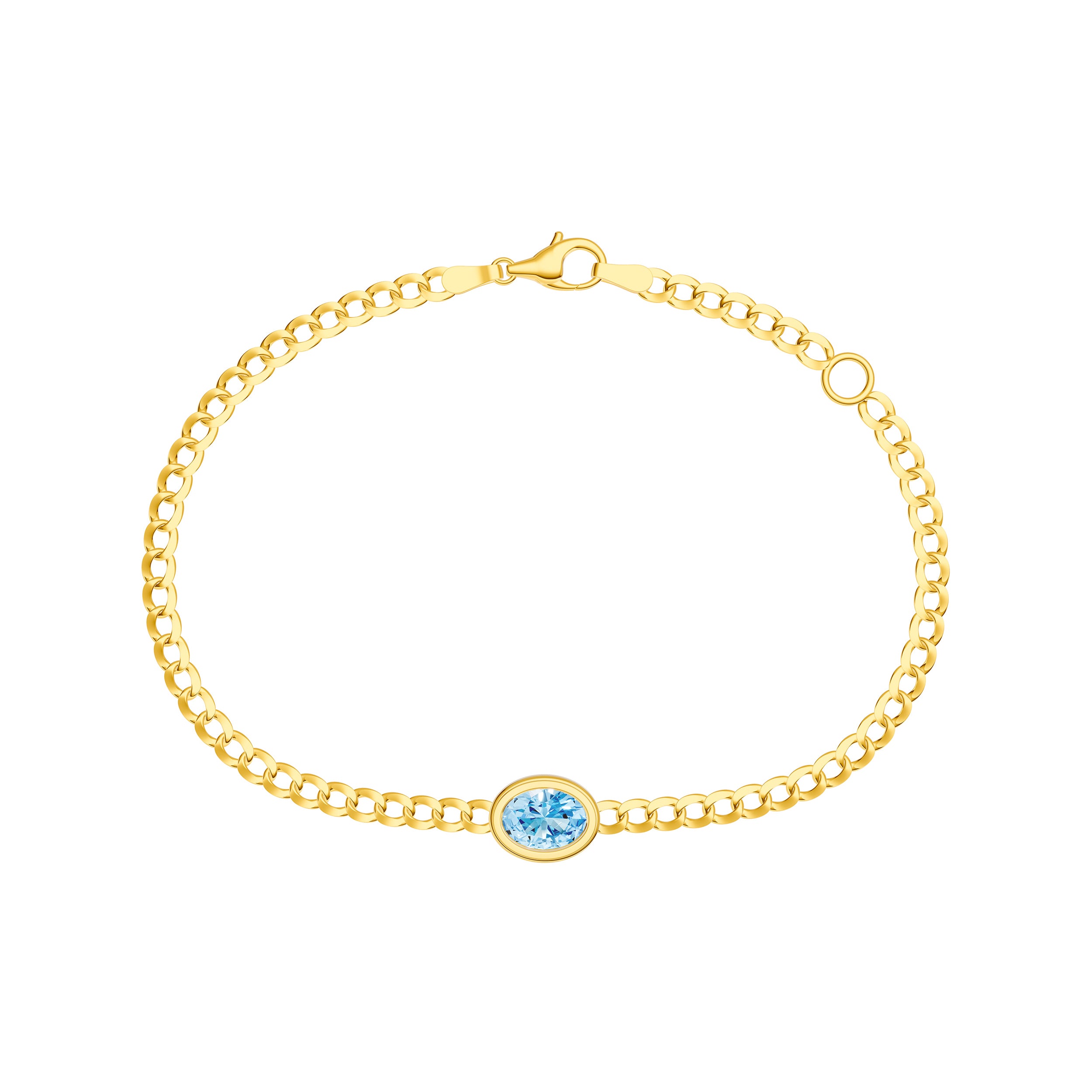 Oval Sky Blue Curb Bracelet