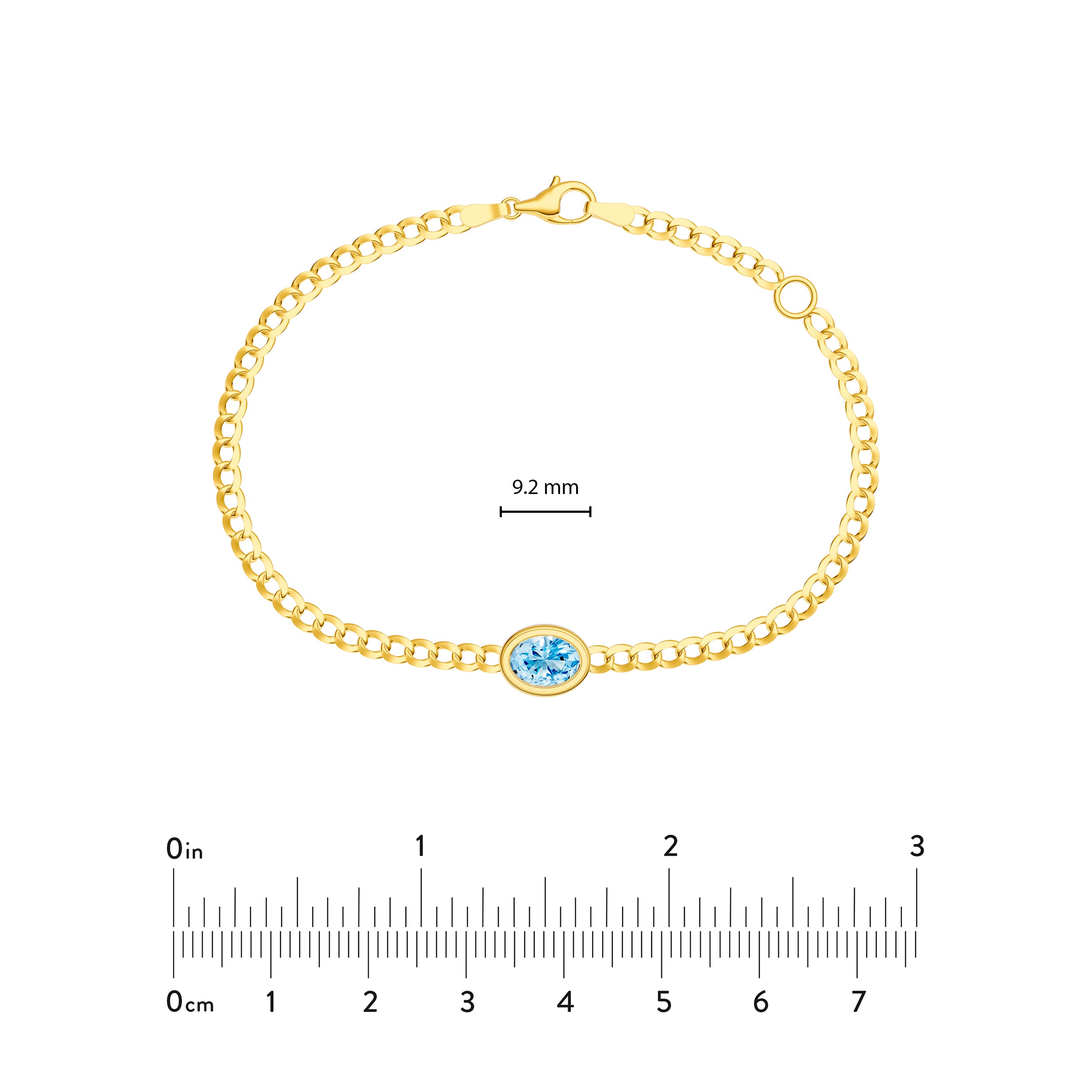 Oval Sky Blue Curb Bracelet