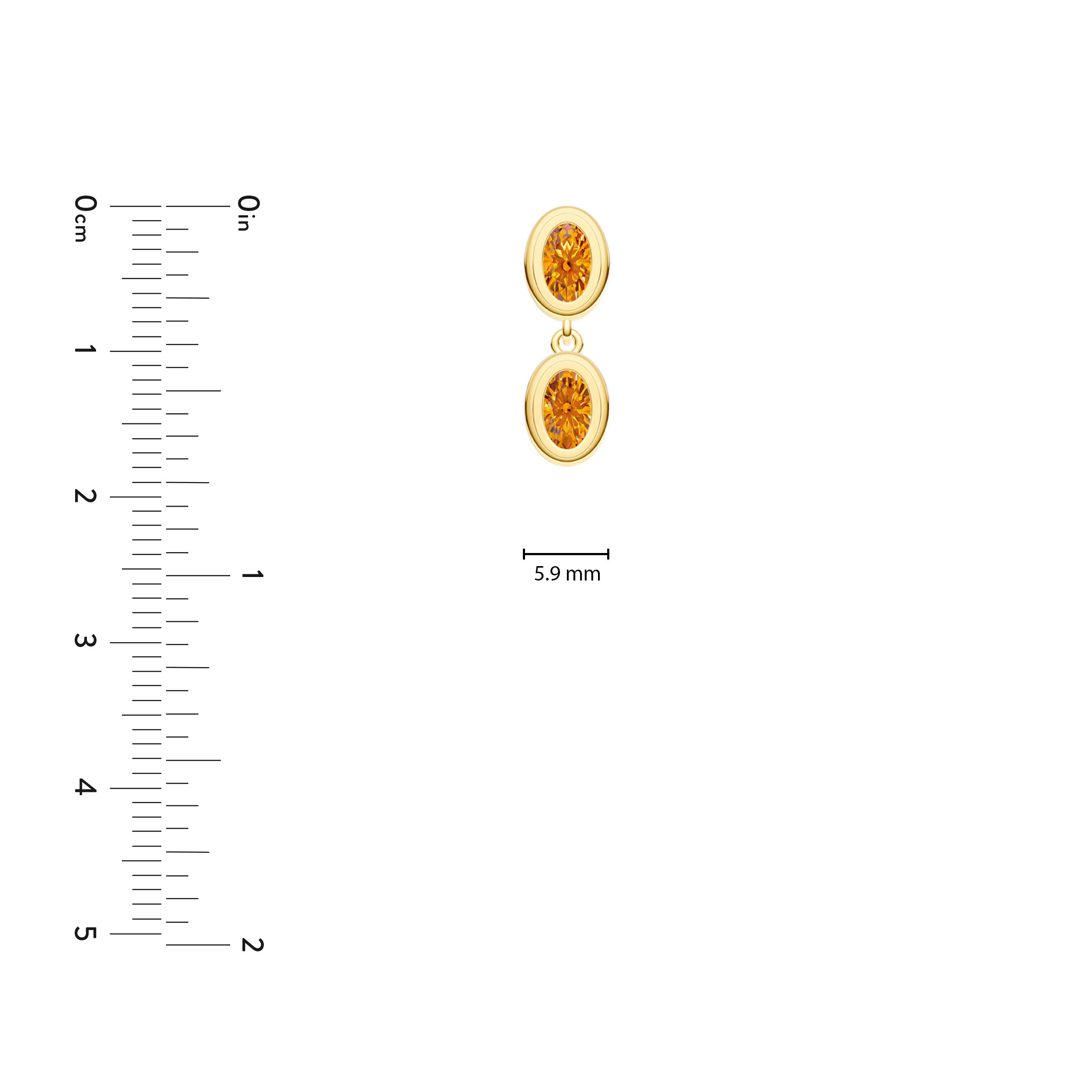 Double Oval Citrine Danlge Earrings