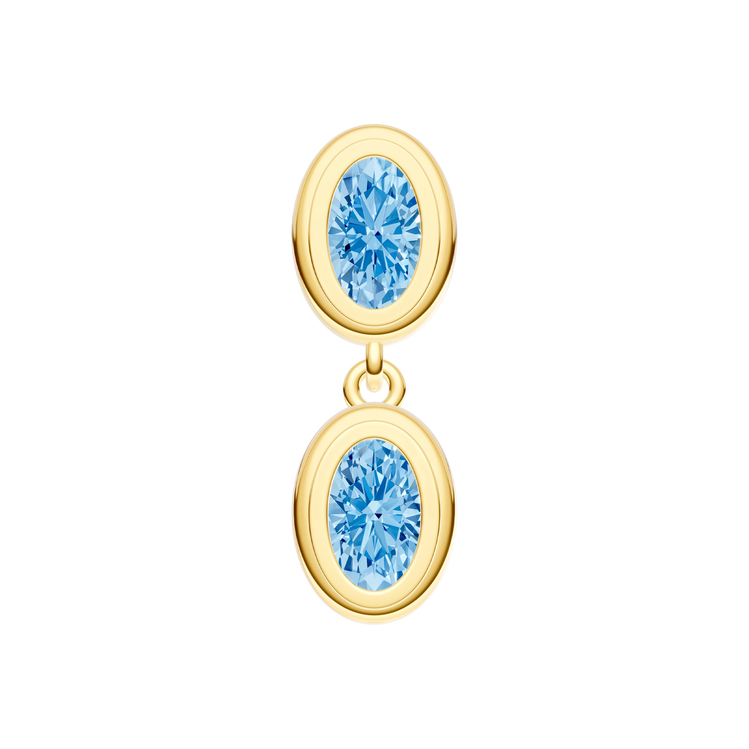 Double Oval Sky Blue Dangle Earrings