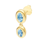 Double Oval Sky Blue Dangle Earrings