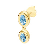 Double Oval Sky Blue Dangle Earrings