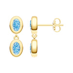 Double Oval Sky Blue Dangle Earrings
