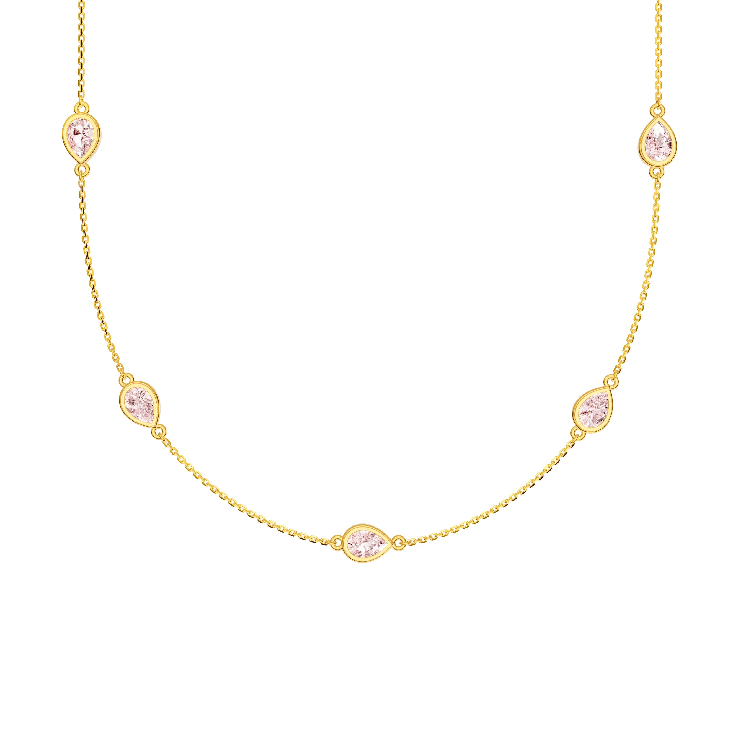 Pear Pink Morganite Station Necklace