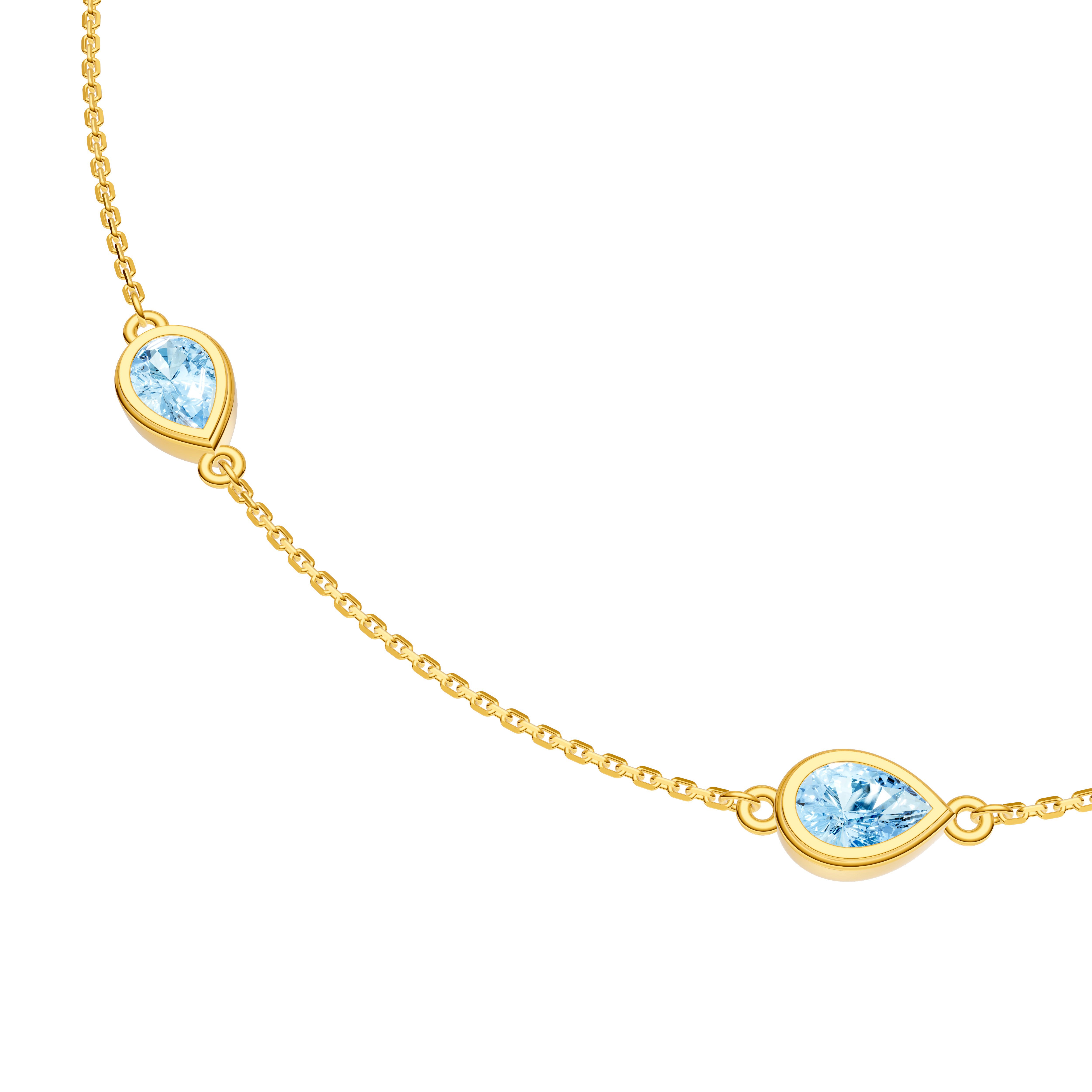 Pear Sky Blue Station Necklace