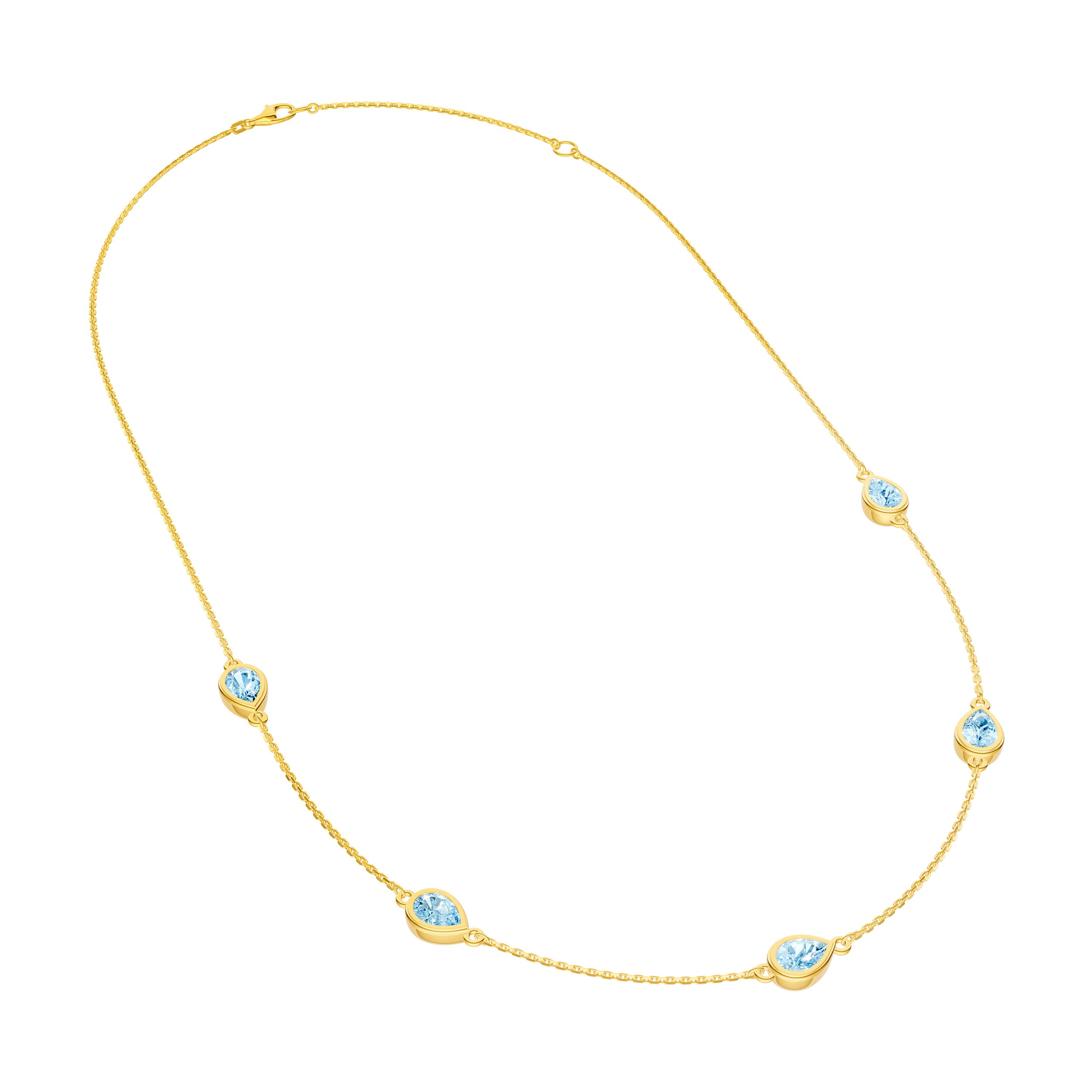 Pear Sky Blue Station Necklace