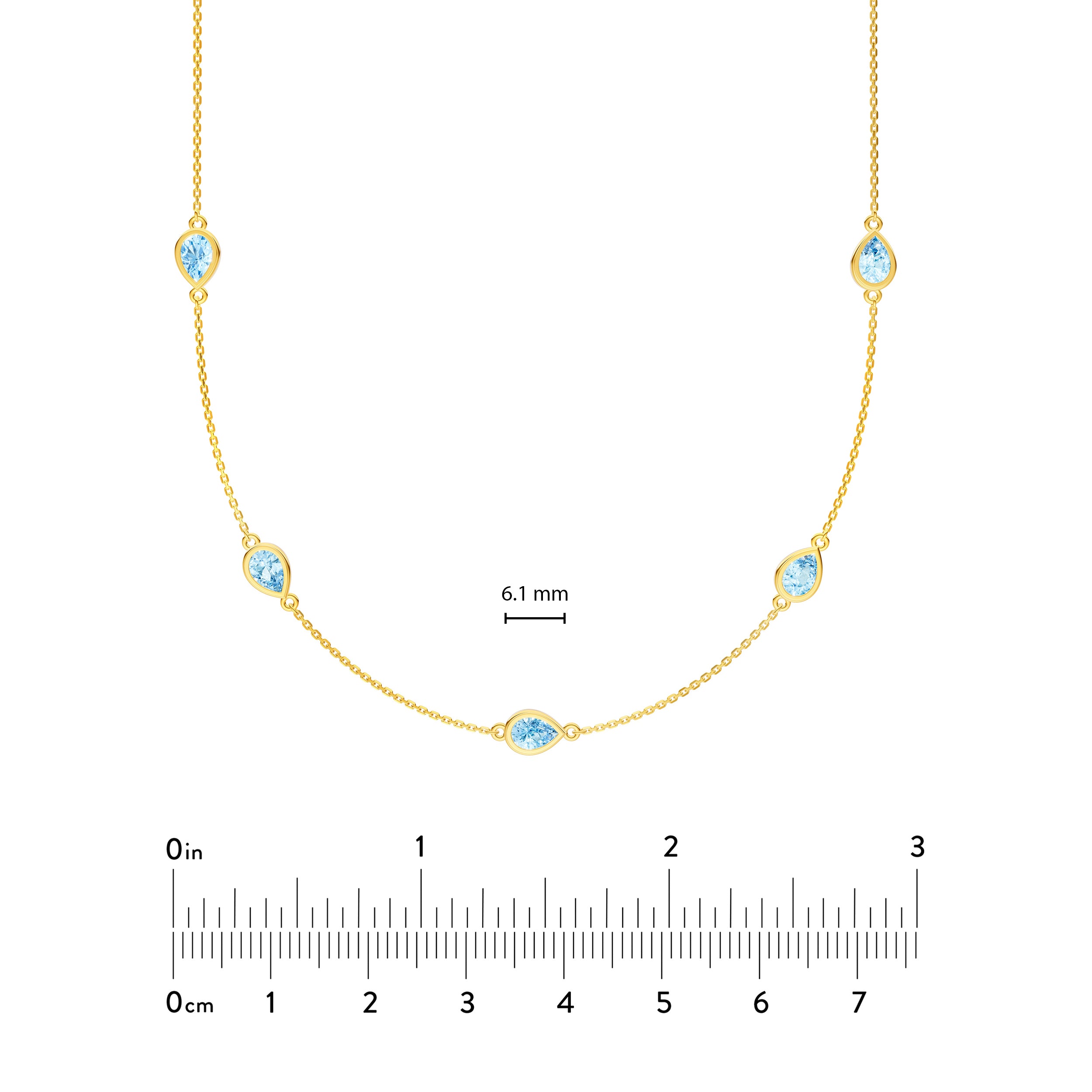Pear Sky Blue Station Necklace