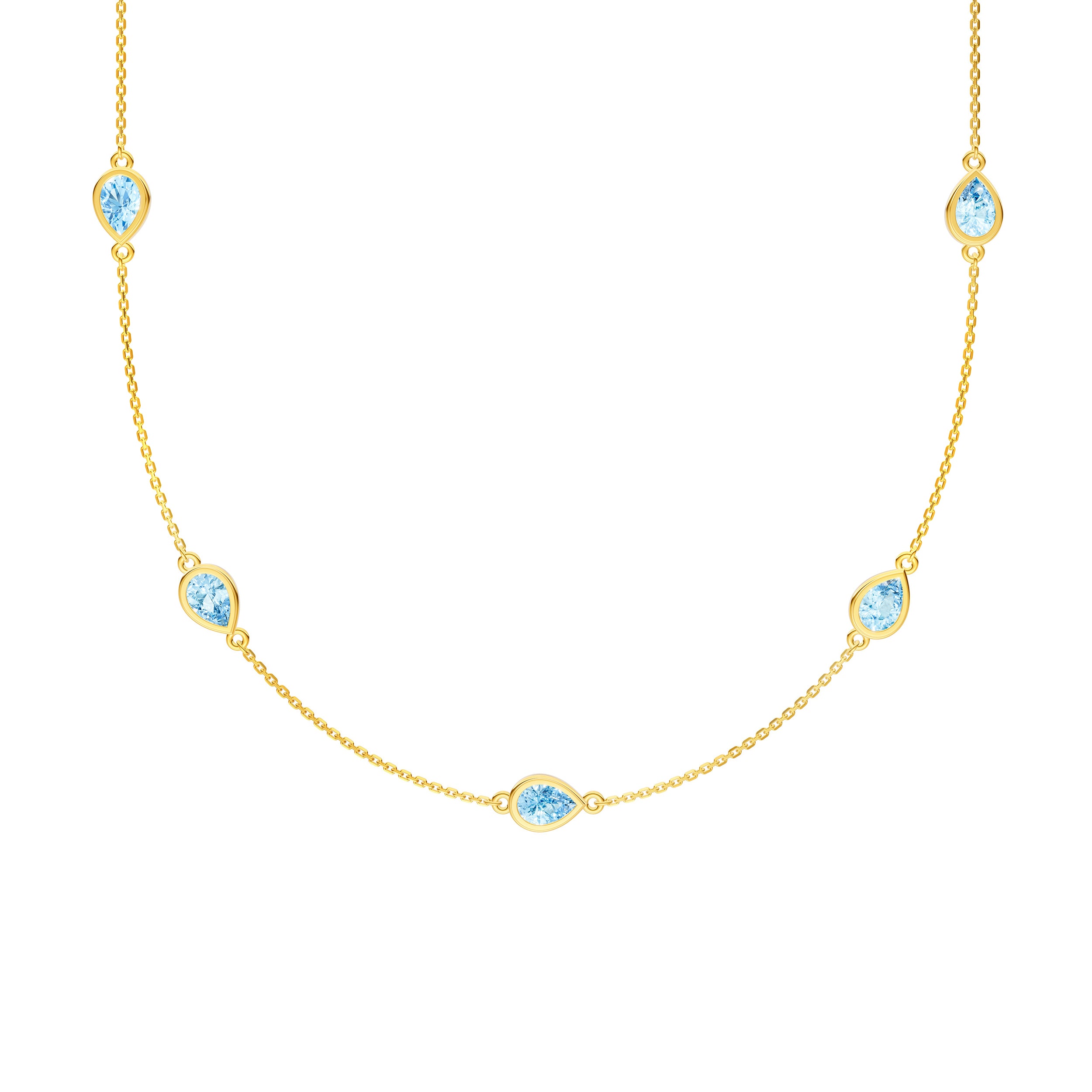 Pear Sky Blue Station Necklace