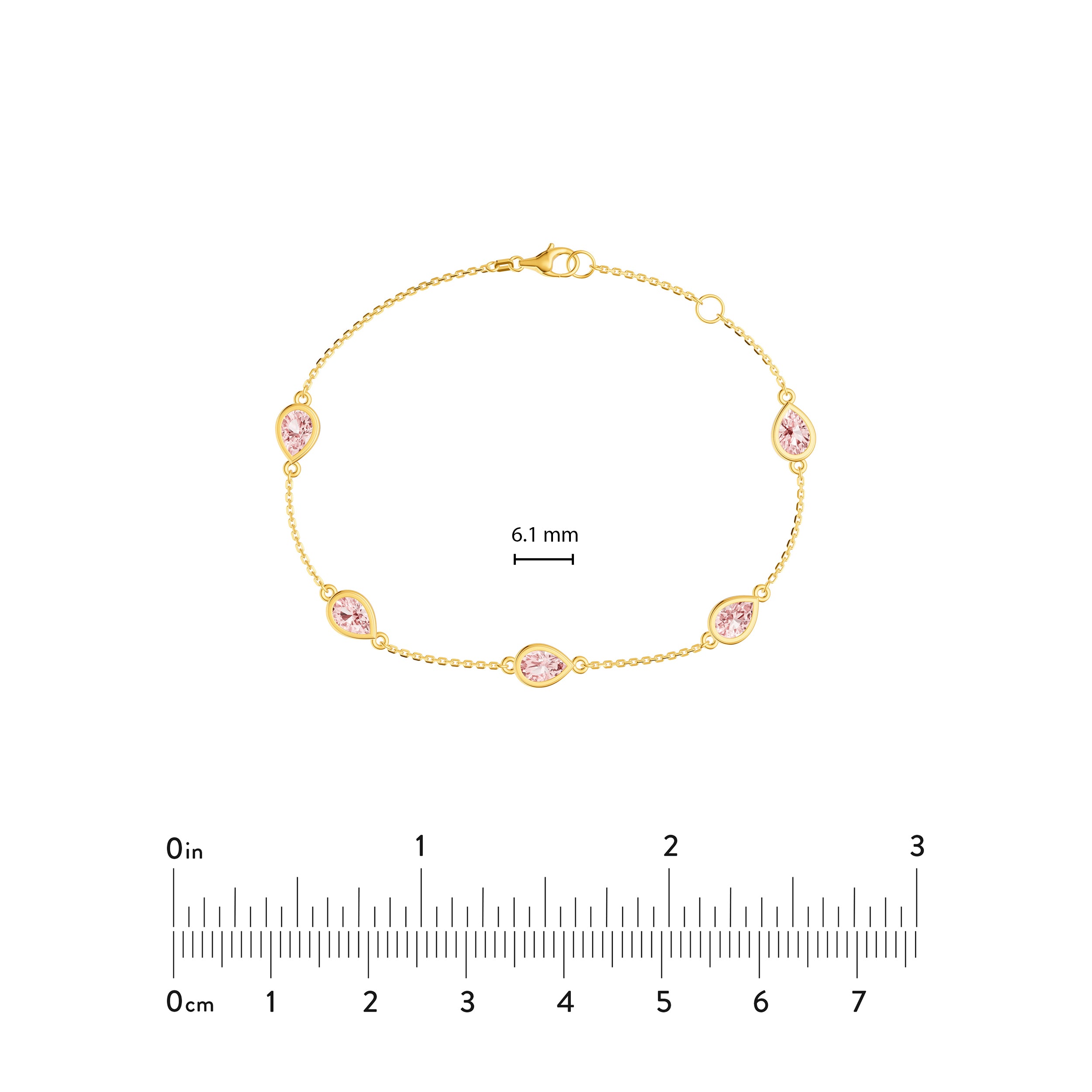 Pear Pink Morganite Station Bracelet