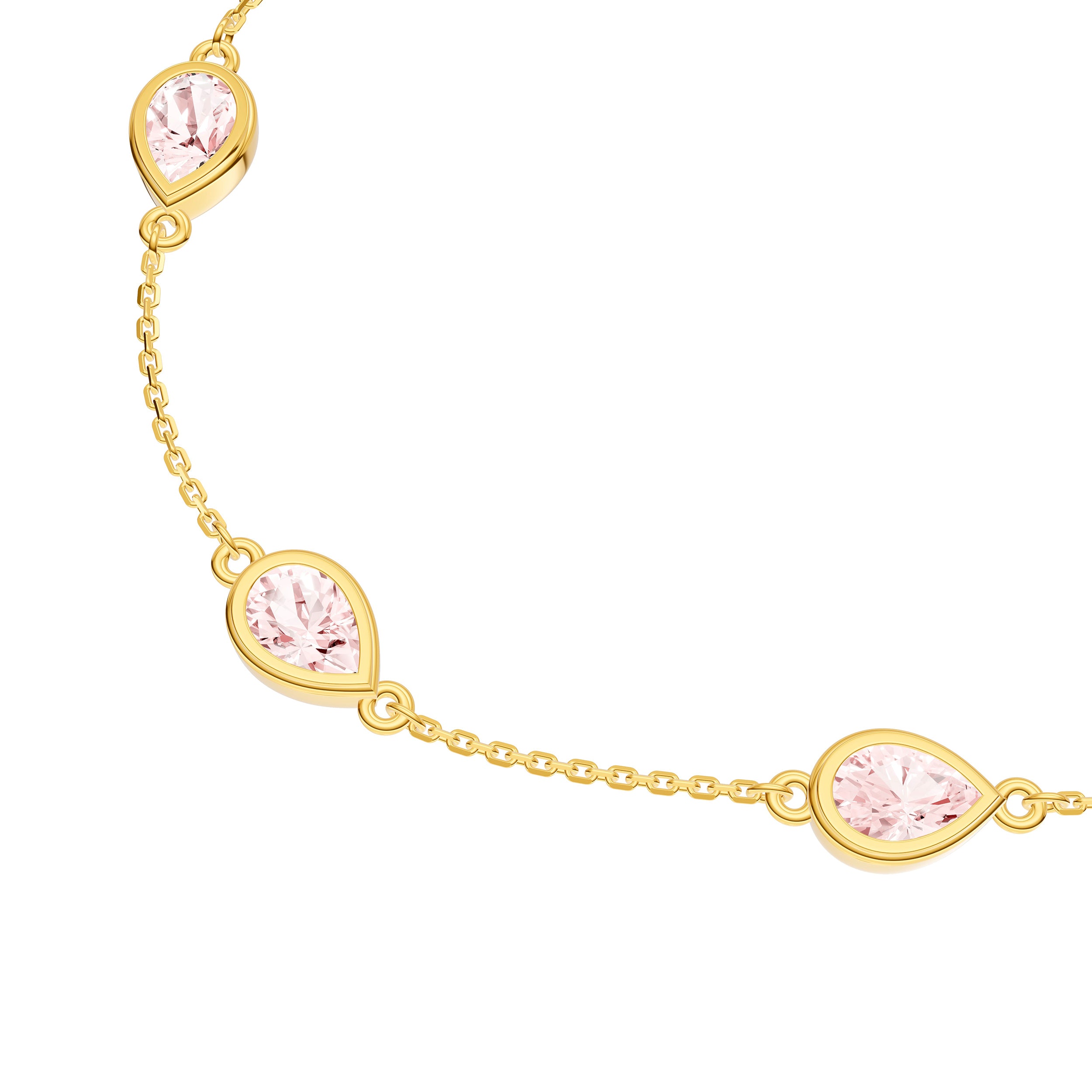 Pear Pink Morganite Station Bracelet