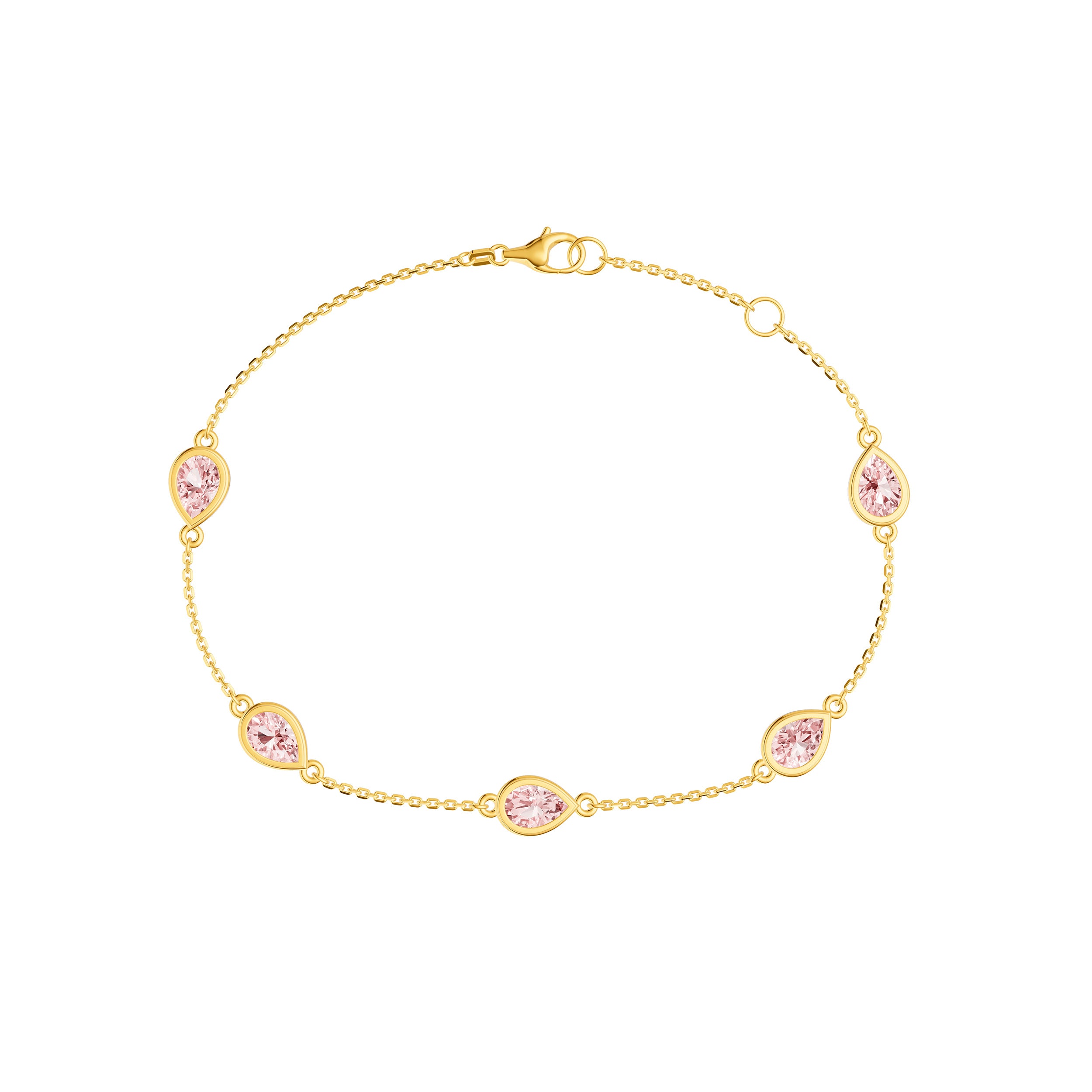 Pear Pink Morganite Station Bracelet