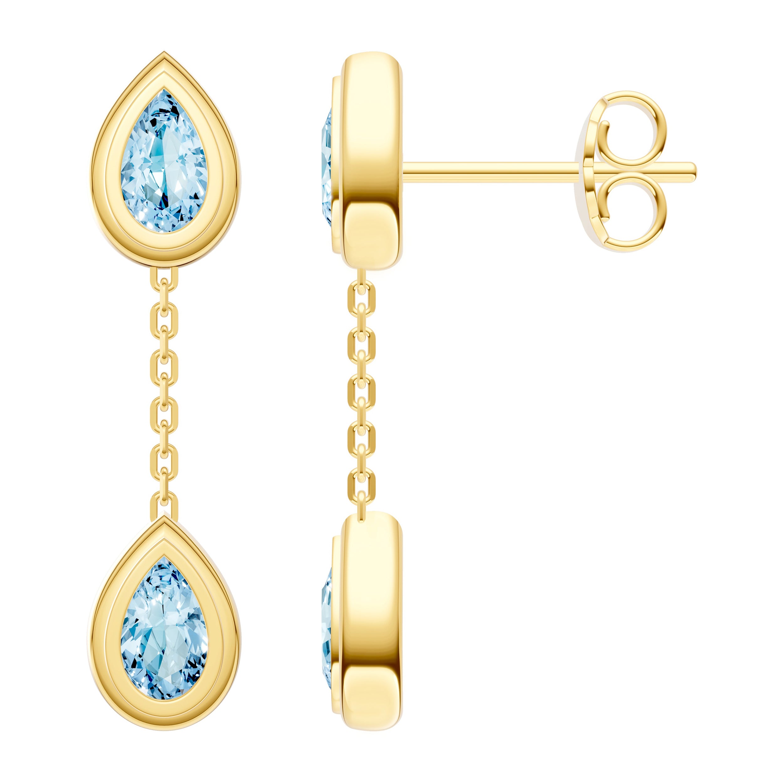 Double Pear Sky Blue Dangle Earrings