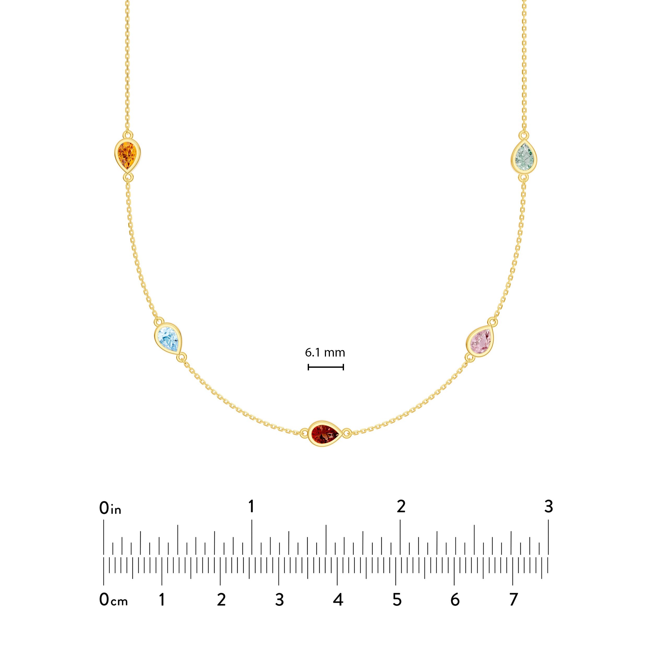 Pear Mixed Stone Station Necklace