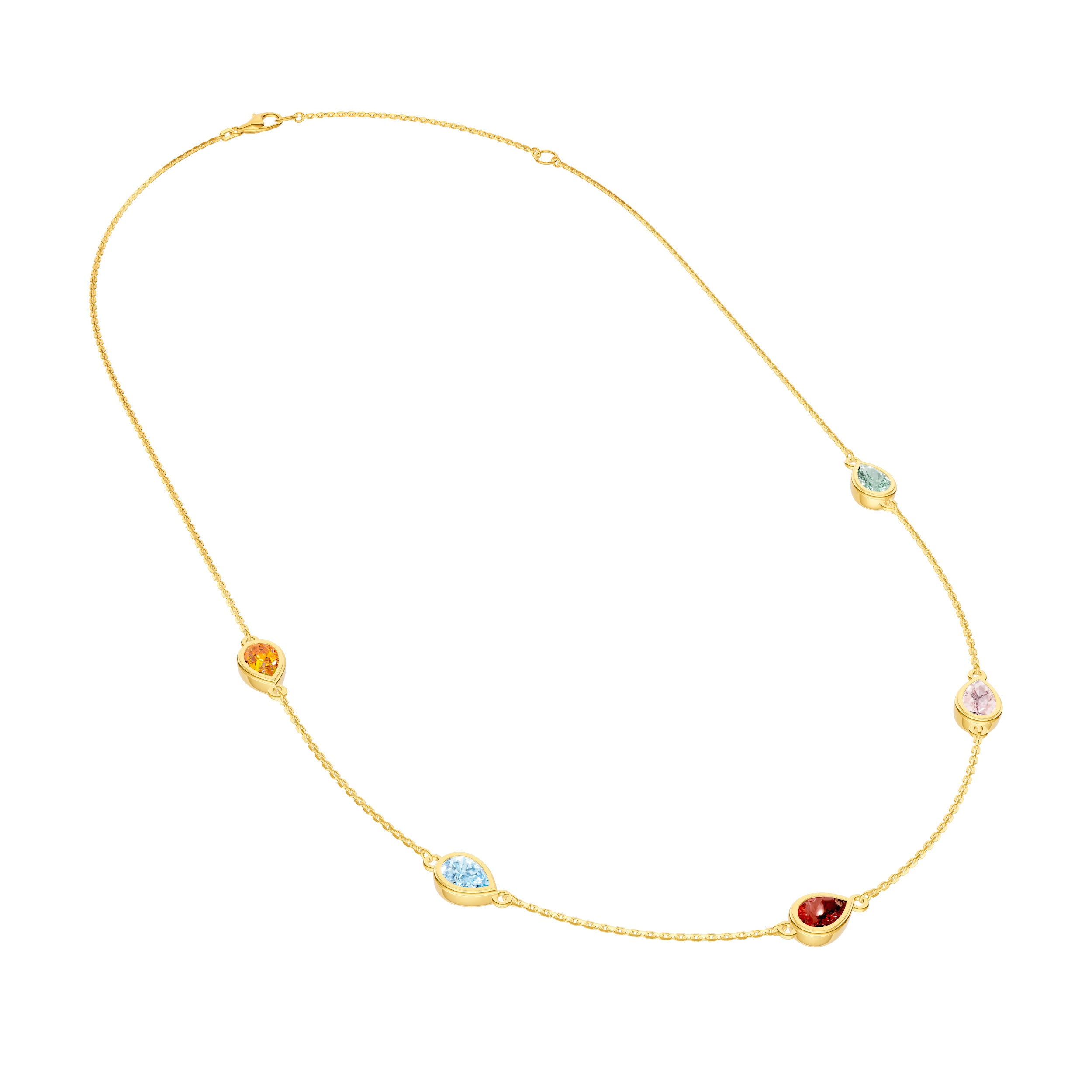 Pear Mixed Stone Station Necklace