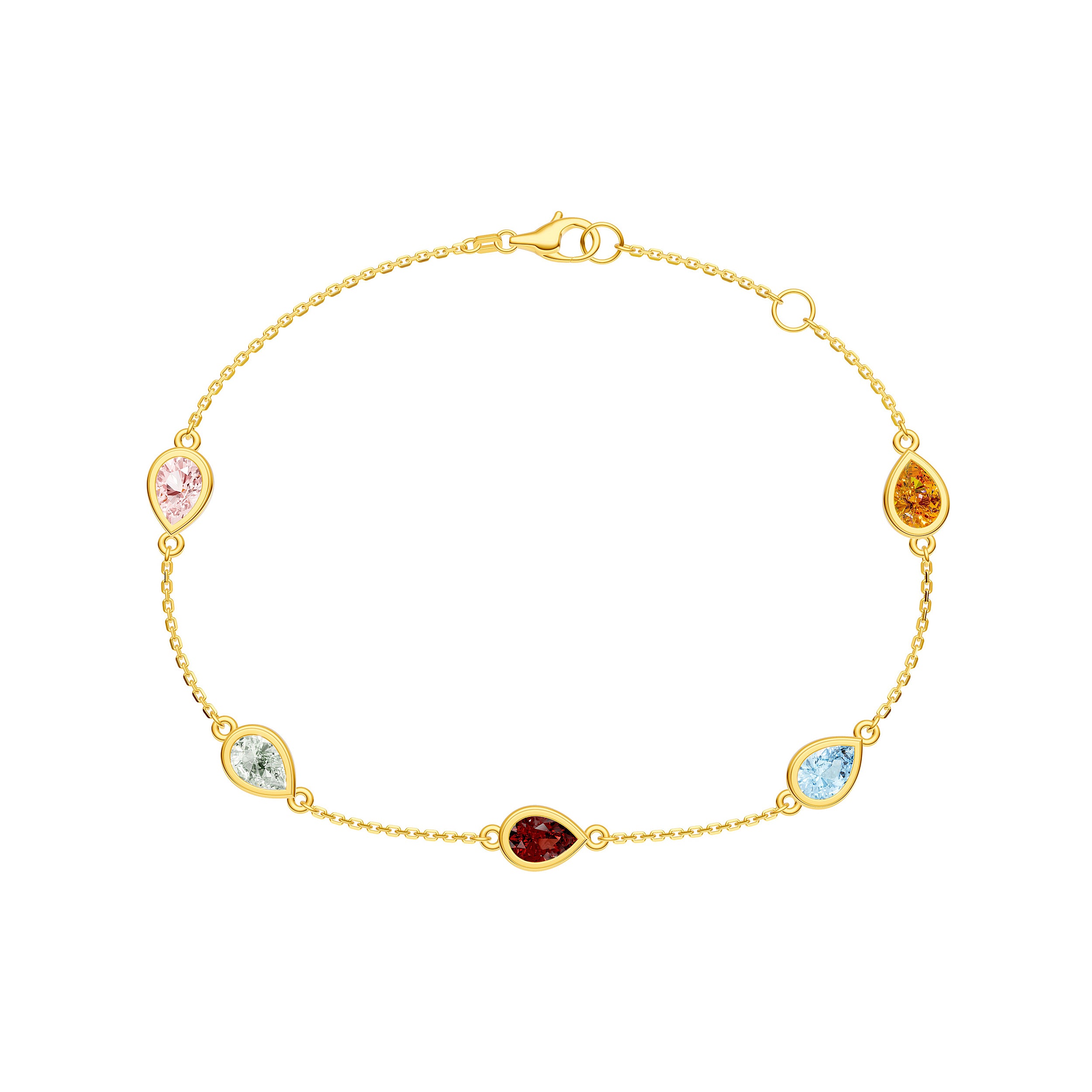 Pear Mixed Stone Station Bracelet
