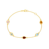 Pear Mixed Stone Station Bracelet
