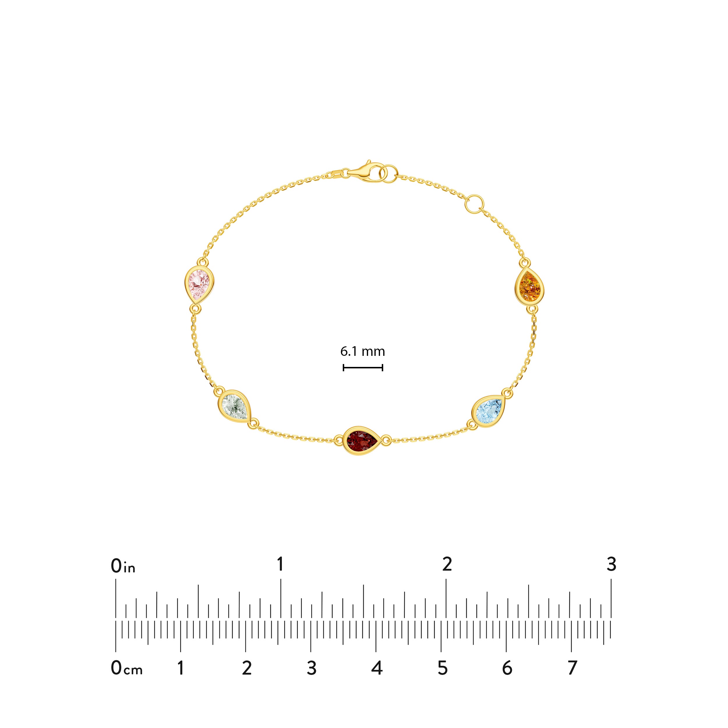 Pear Mixed Stone Station Bracelet